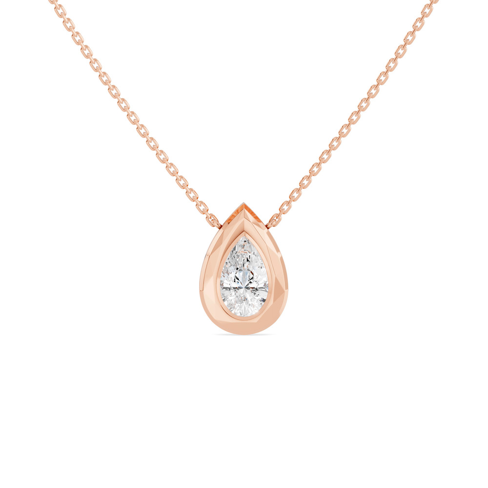 360 degree view of Faceted Bezel Pear Lab Diamond Necklace (3.00 ct.)
