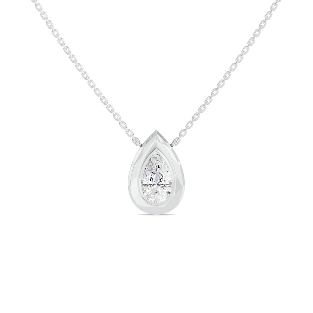 360 degree view of Faceted Bezel Pear Lab Diamond Necklace (3.00 ct.)