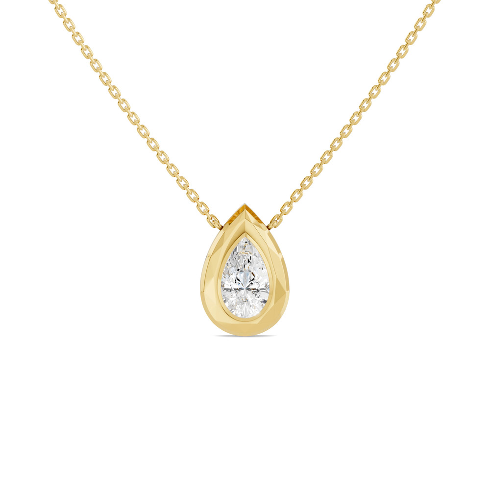 360 degree view of Faceted Bezel Pear Lab Diamond Necklace (3.00 ct.)