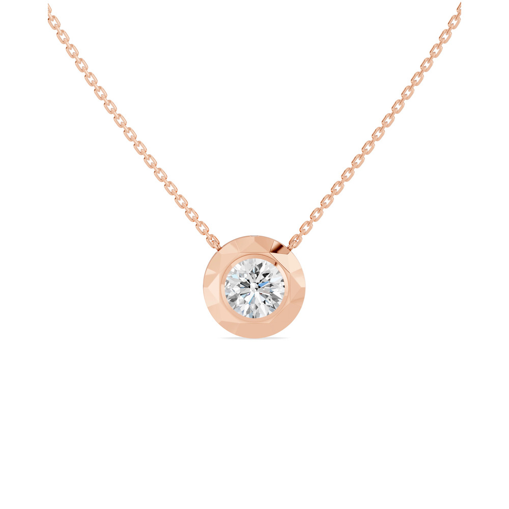 360 degree view of Faceted Bezel Round Lab Diamond Necklace (3.00 ct. )