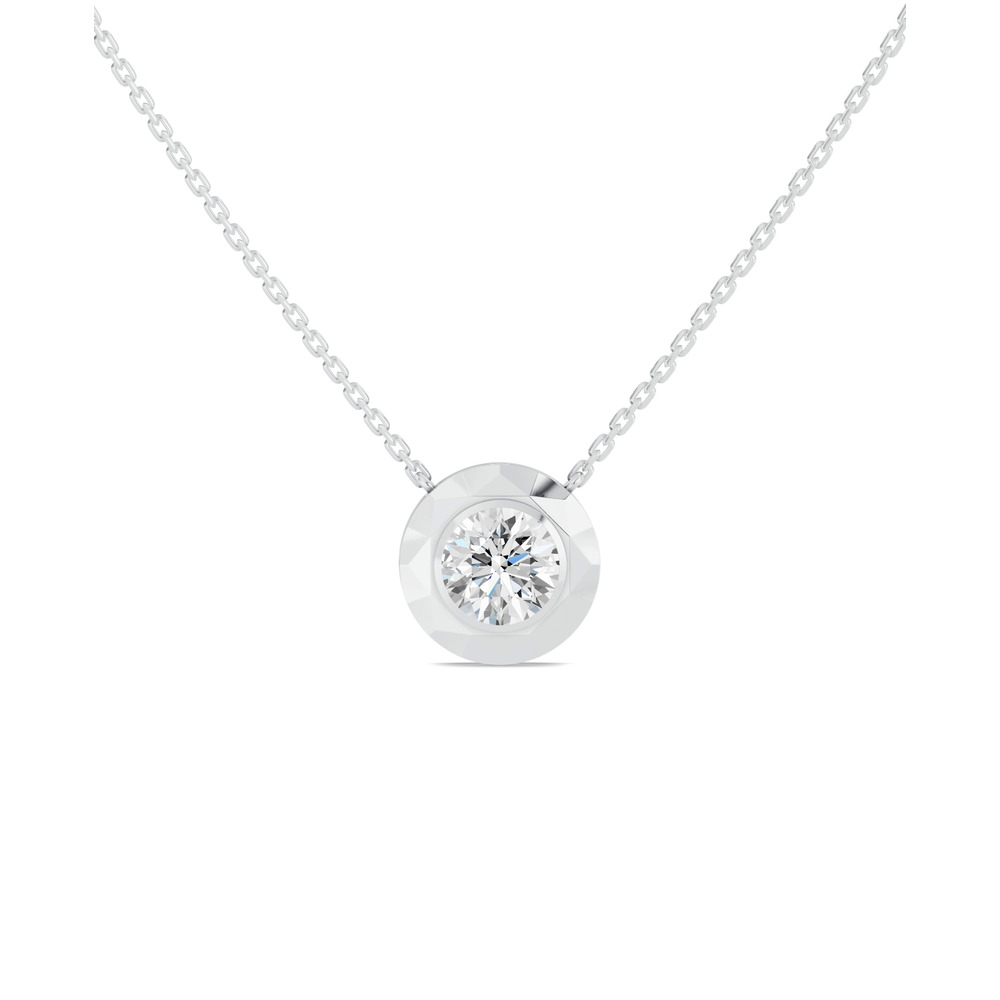 360 degree view of Faceted Bezel Round Lab Diamond Necklace (3.00 ct. )