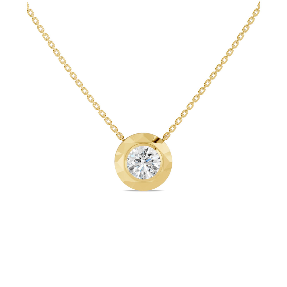 360 degree view of Faceted Bezel Round Lab Diamond Necklace (3.00 ct. )
