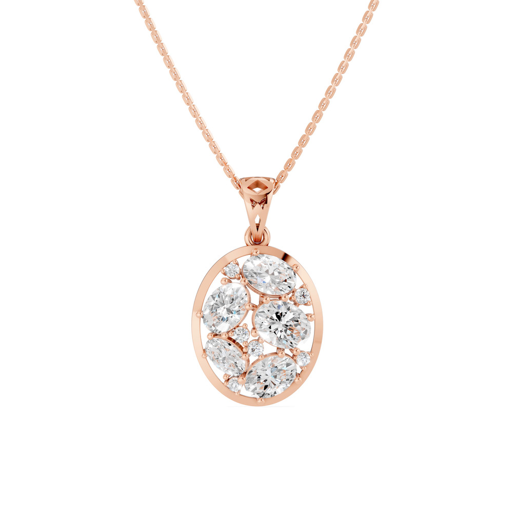 360 degree view of Mixed-Shape Oval Frame Lab Diamond Necklace (3.70 ct.)