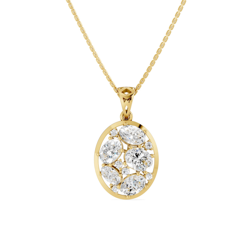 360 degree view of Mixed-Shape Oval Frame Lab Diamond Necklace (3.70 ct.)