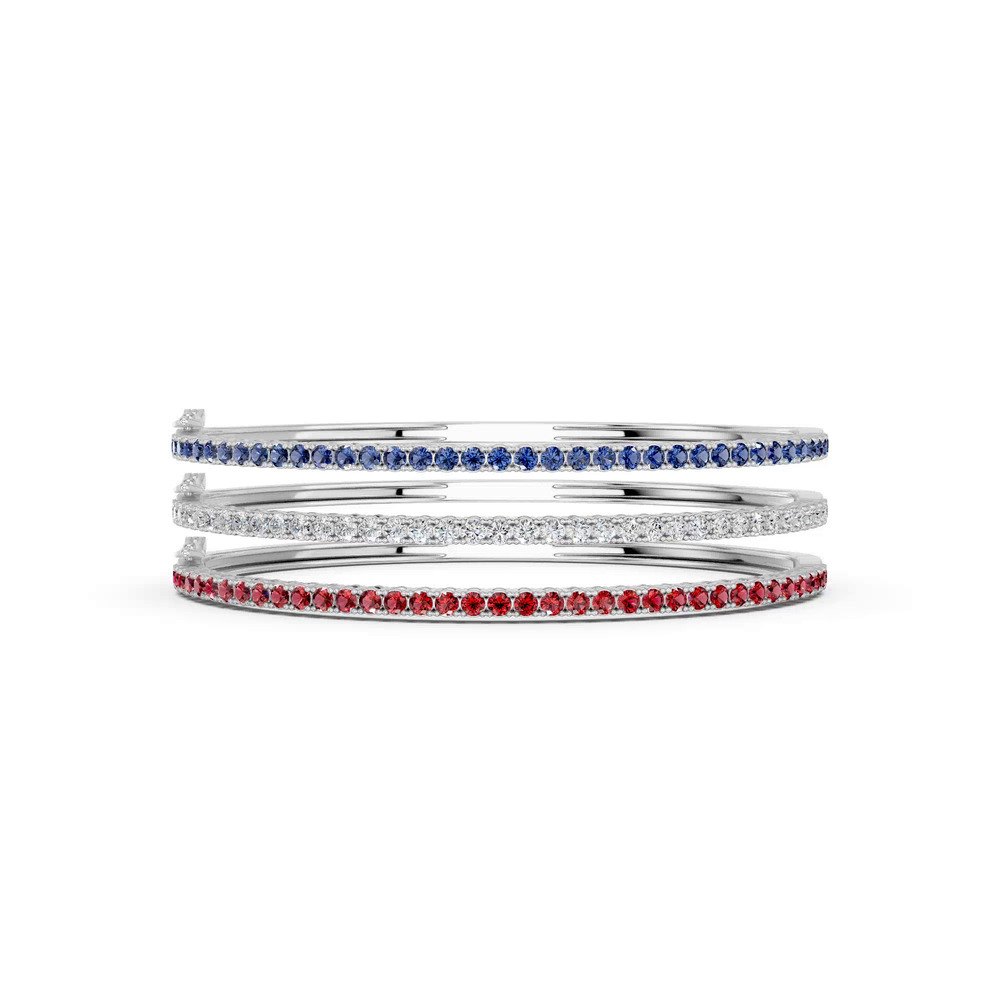 360 degree view of Patriotic Lab Diamond Bangle Set