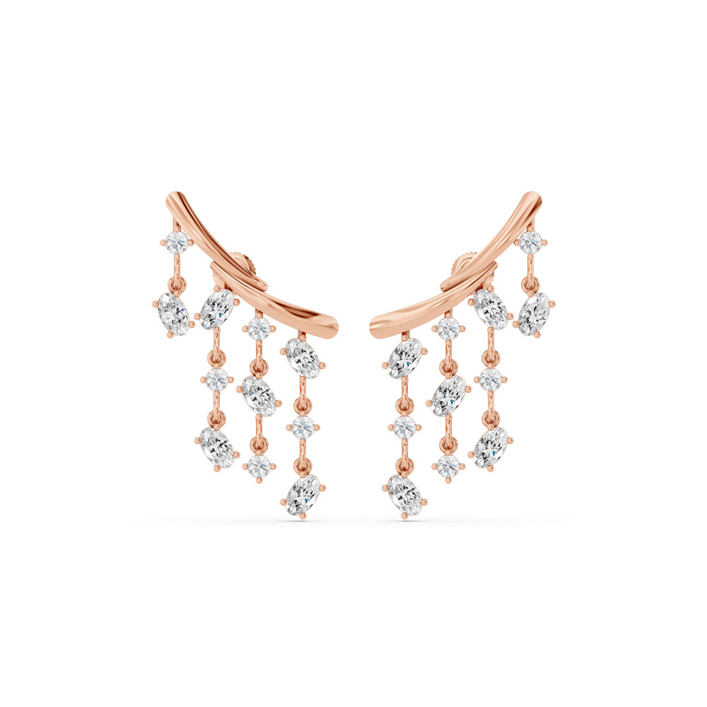 360 degree view of Raindrop Oval Lab Diamond Earrings (3.00 ct.)