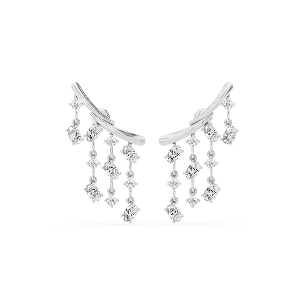 360 degree view of Raindrop Oval Lab Diamond Earrings (3.00 ct.)