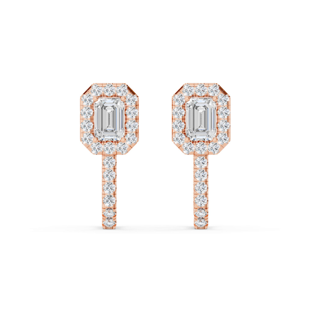 360 degree view of Elevated Emerald Halo Lab Diamond Hoop Earrings (3.20 ct. tw.)