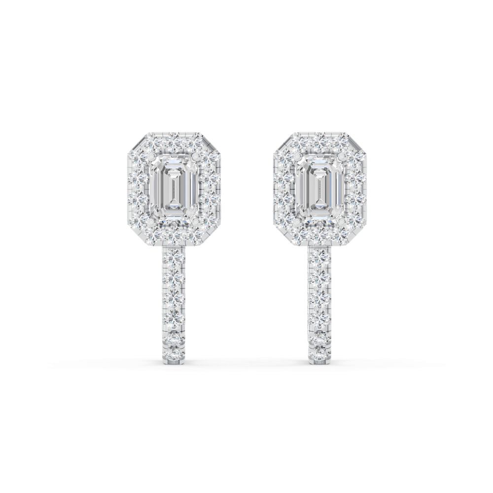 360 degree view of Elevated Emerald Halo Lab Diamond Hoop Earrings (3.20 ct. tw.)