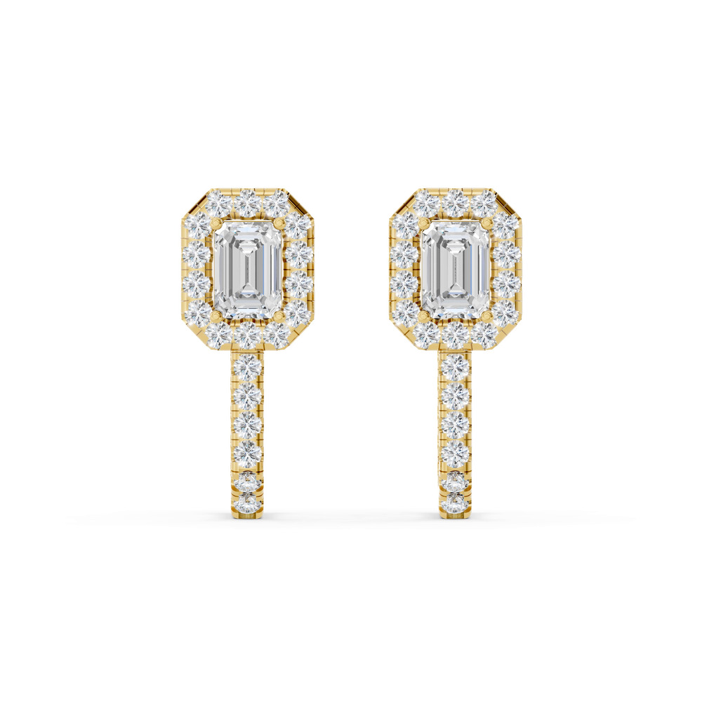 360 degree view of Elevated Emerald Halo Lab Diamond Hoop Earrings (3.20 ct. tw.)
