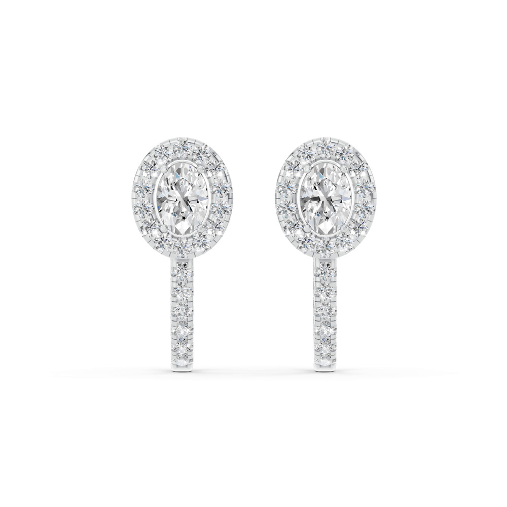 360 degree view of Elevated Oval Halo Lab Diamond Hoop Earrings (2.75 ct. tw.)