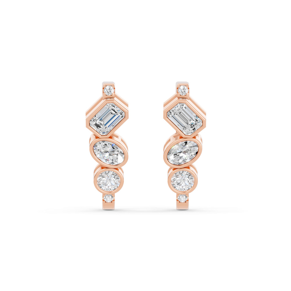 360 degree view of Angular Mixed Shape Lab Diamond Earrings