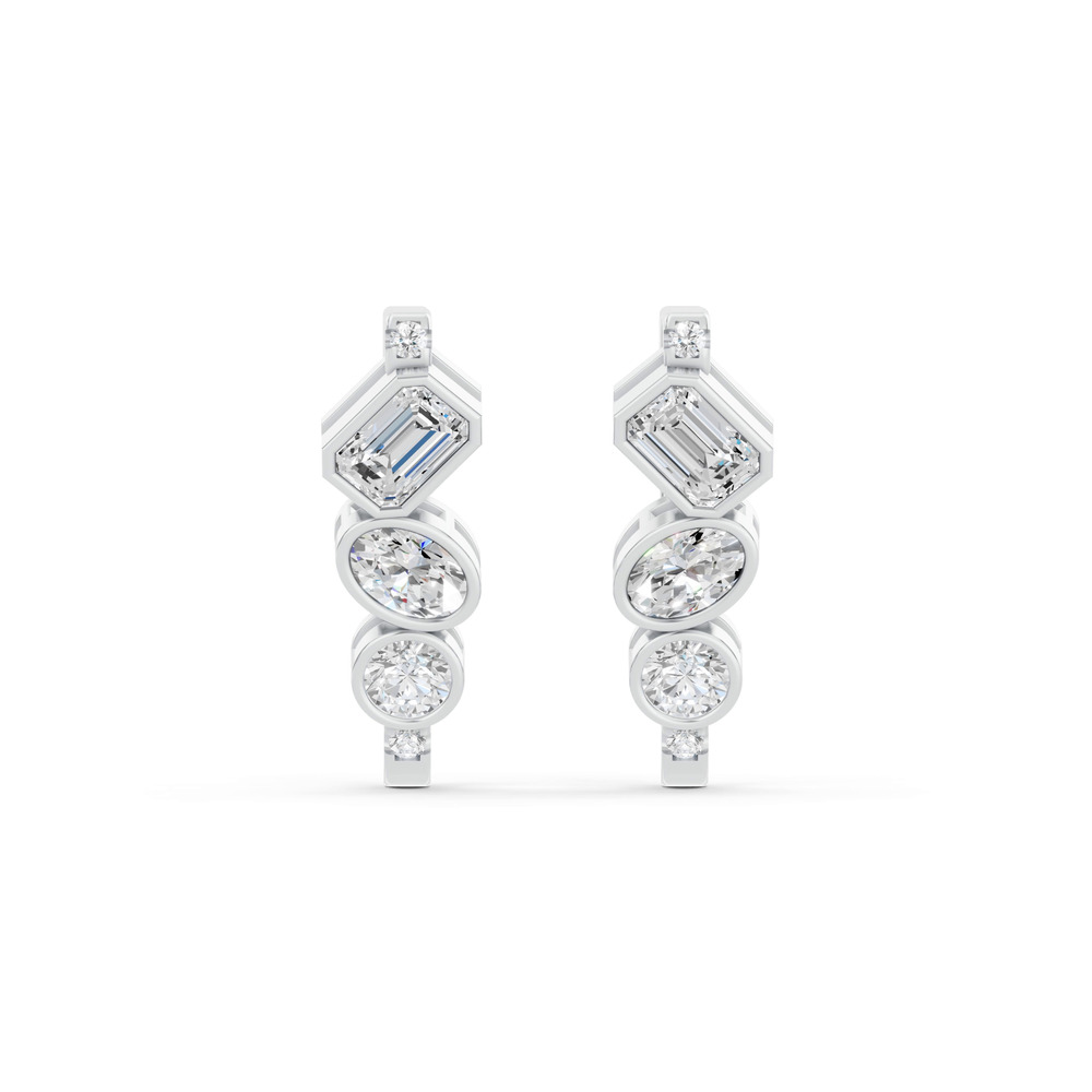 360 degree view of Angular Mixed Shape Lab Diamond Earrings