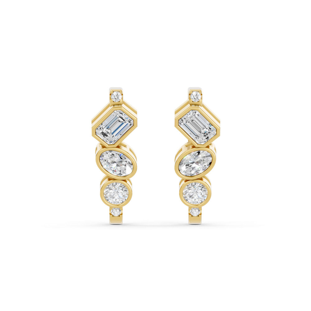 360 degree view of Angular Mixed Shape Lab Diamond Earrings