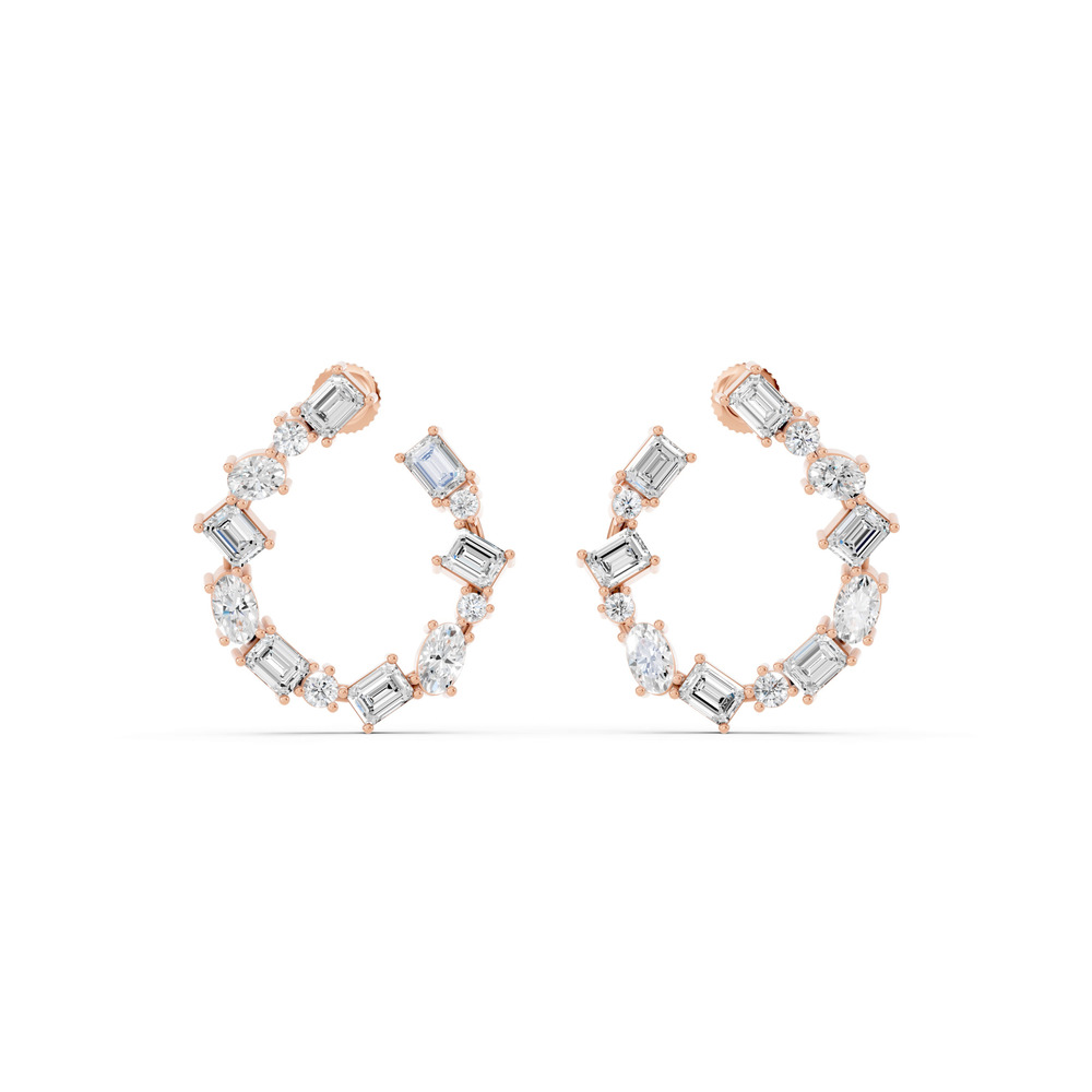 360 degree view of Spotlight Mixed Shape Lab Diamond Hoops