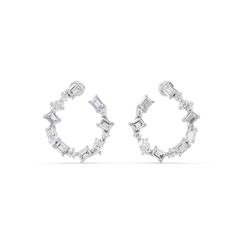 360 degree view of Spotlight Mixed Shape Lab Diamond Hoops