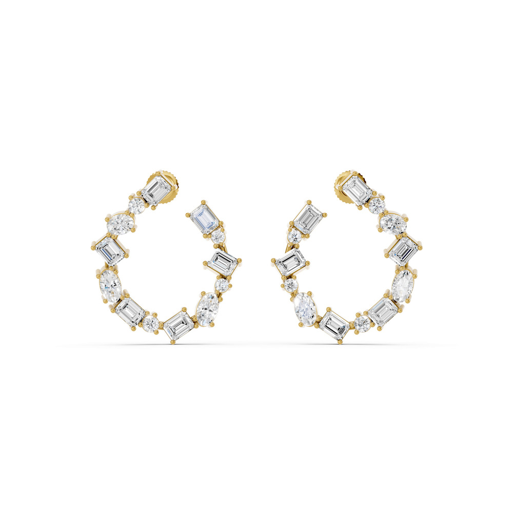 360 degree view of Spotlight Mixed Shape Lab Diamond Hoops