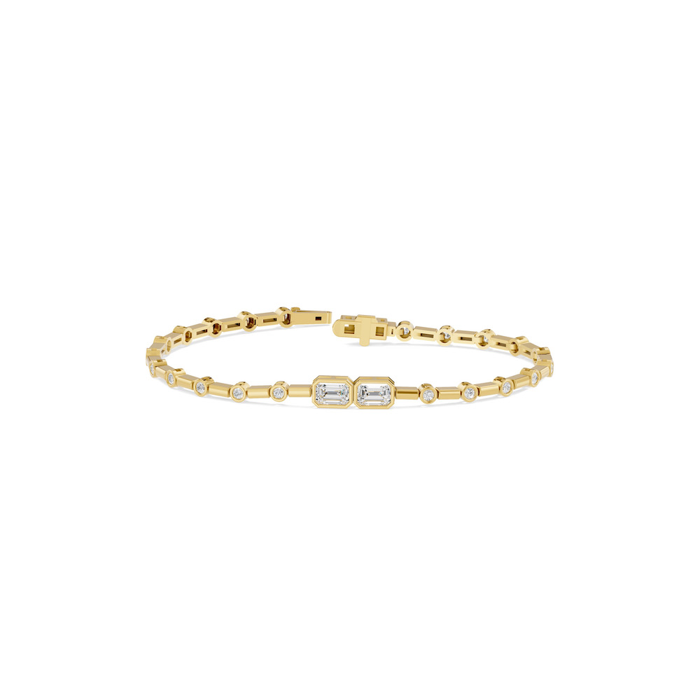 360 degree view of Bezel Emerald-Cut Duo Lab Diamond Bracelet