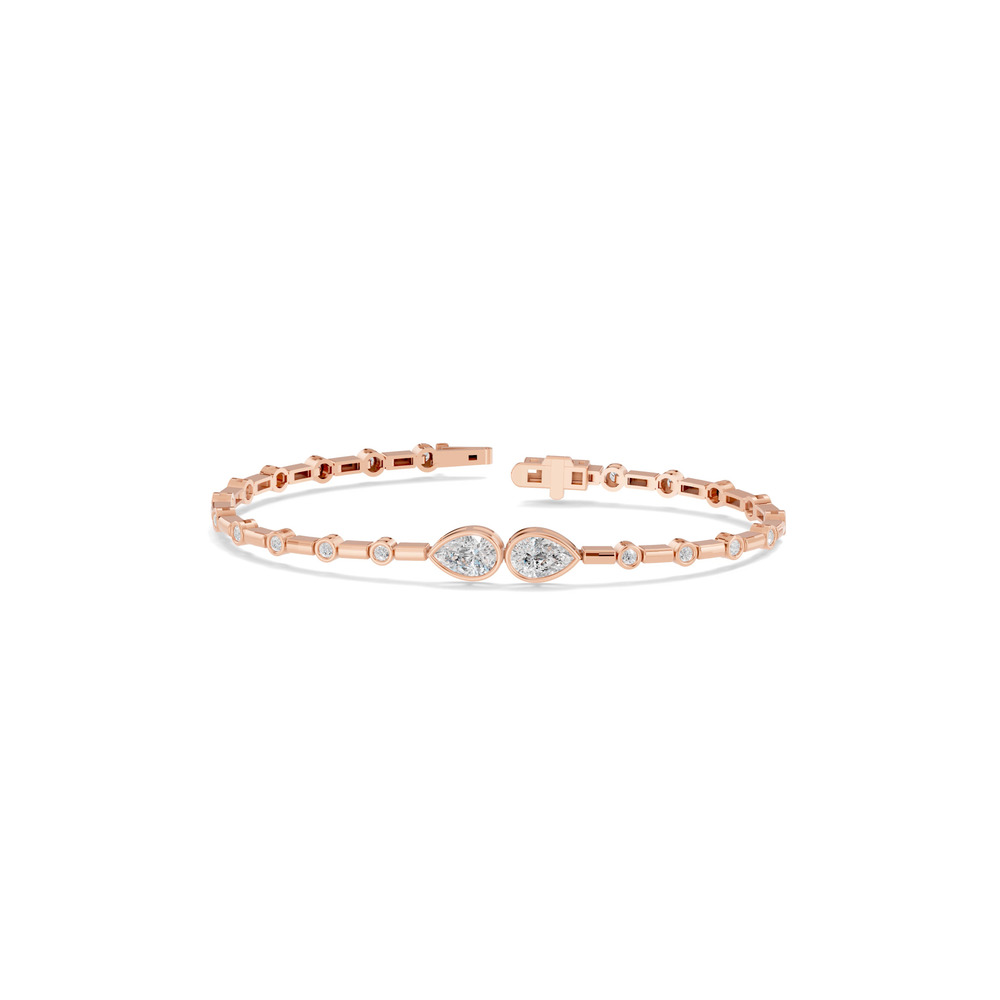 360 degree view of Dual Pear Lab Diamond Station Bracelet
