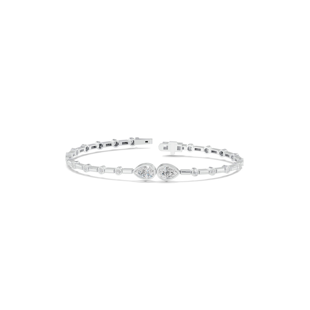 360 degree view of Dual Pear Lab Diamond Station Bracelet