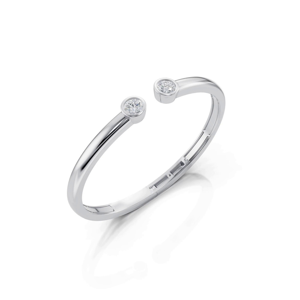 360 degree view of Open Bezel Lab Diamond Silver Bangle Bracelet