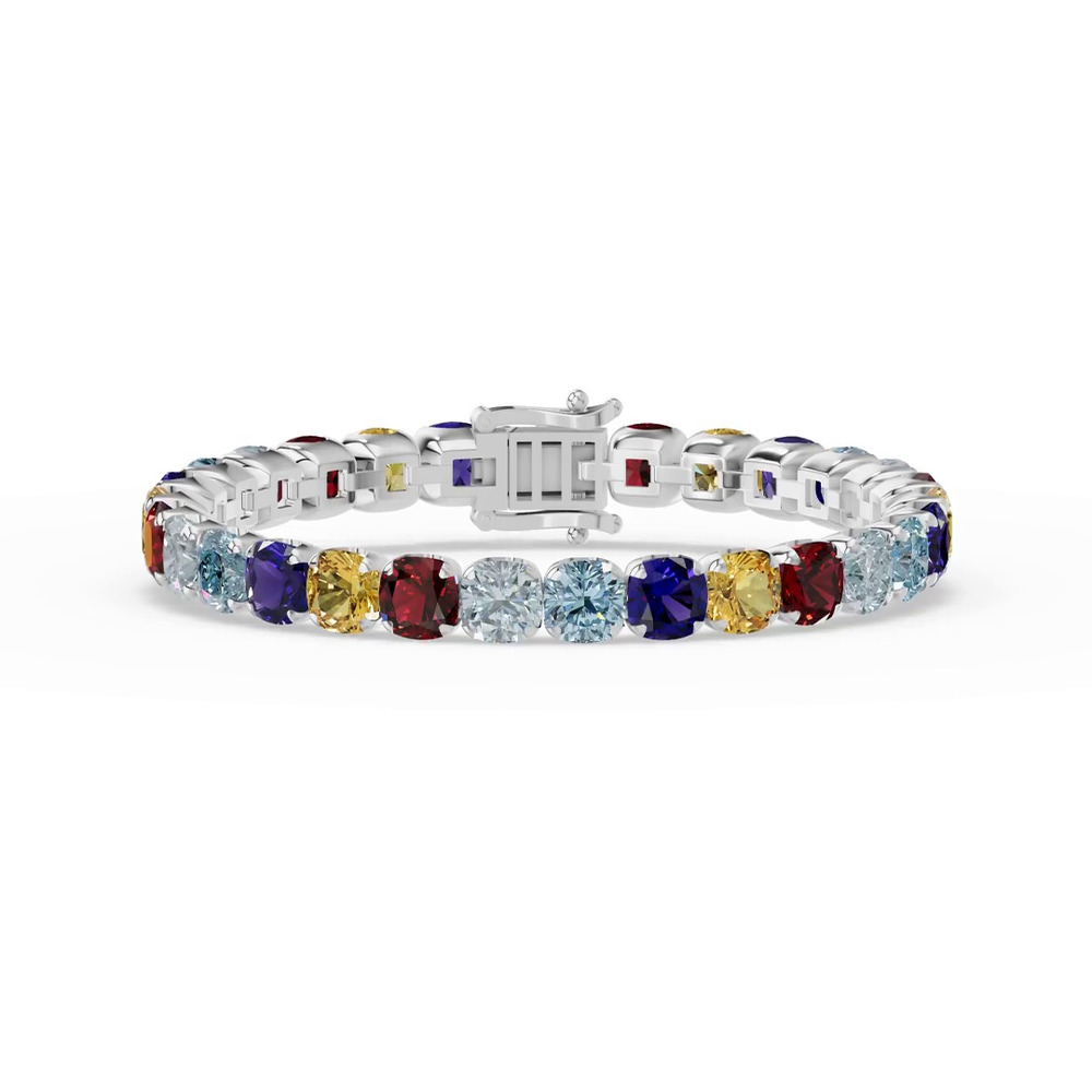 360 degree view of Multicolor Cushion Gemstone Bracelet