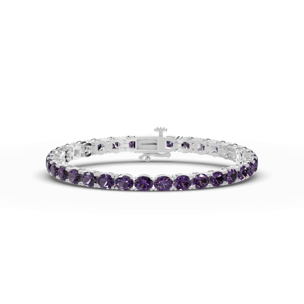 360 degree view of Oval Amethyst Tennis Bracelet