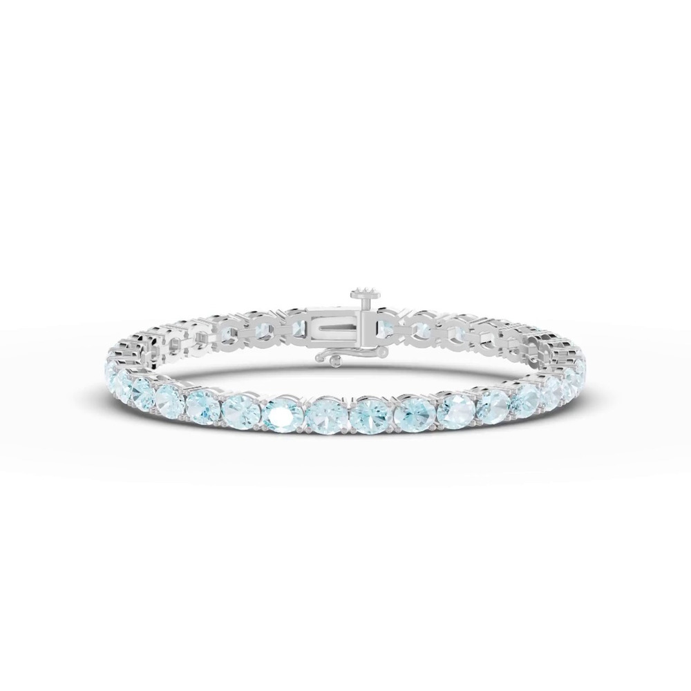 360 degree view of Oval Aquamarine Tennis Bracelet