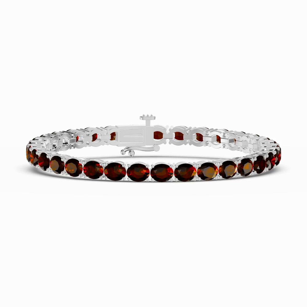 360 degree view of Oval Garnet Tennis Bracelet