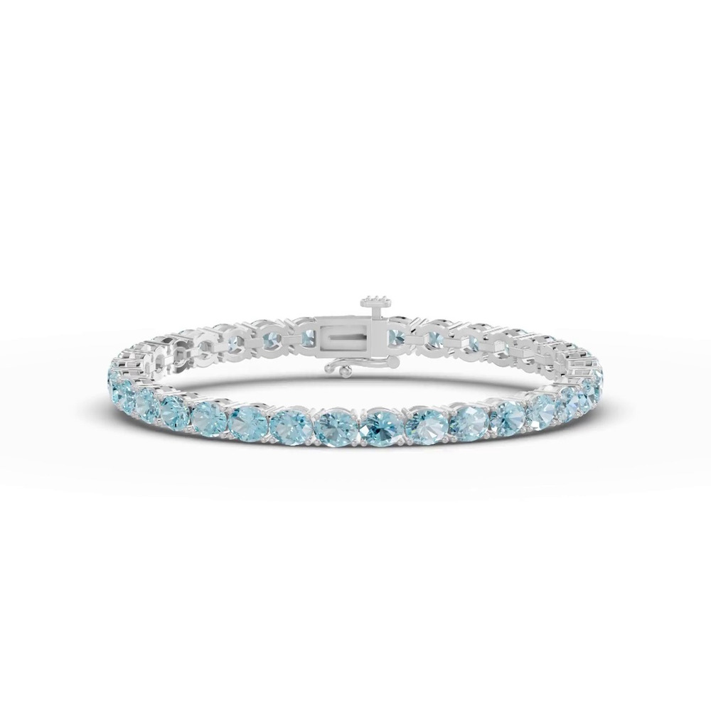 360 degree view of Oval Sky Blue Topaz Tennis Bracelet