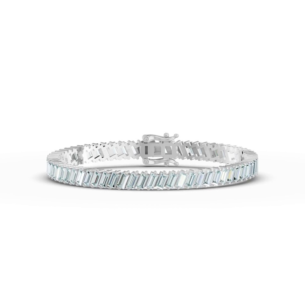 360 degree view of Sky Blue Topaz Baguette Tennis Bracelet