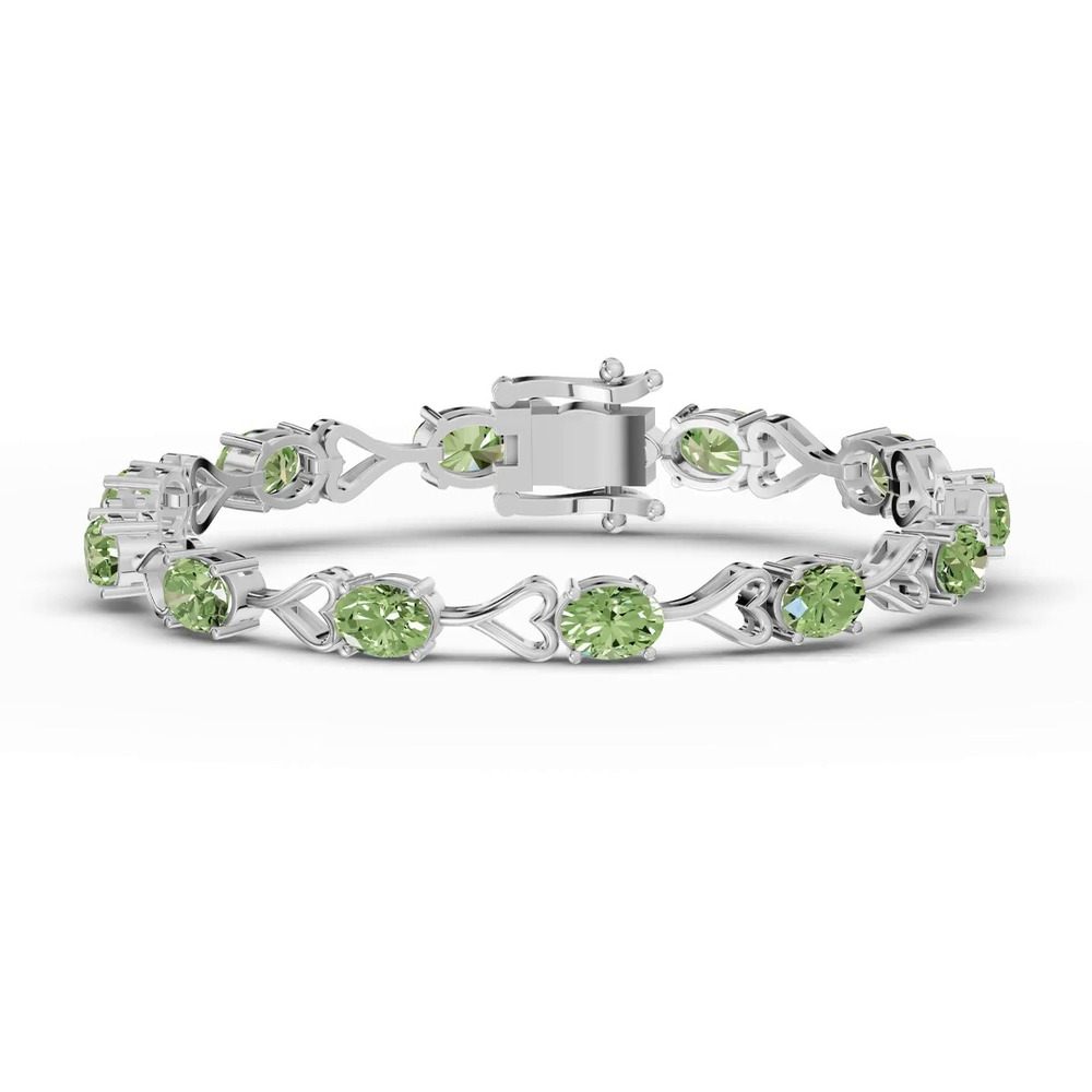 360 degree view of Oval Peridot Heart Link Bracelet
