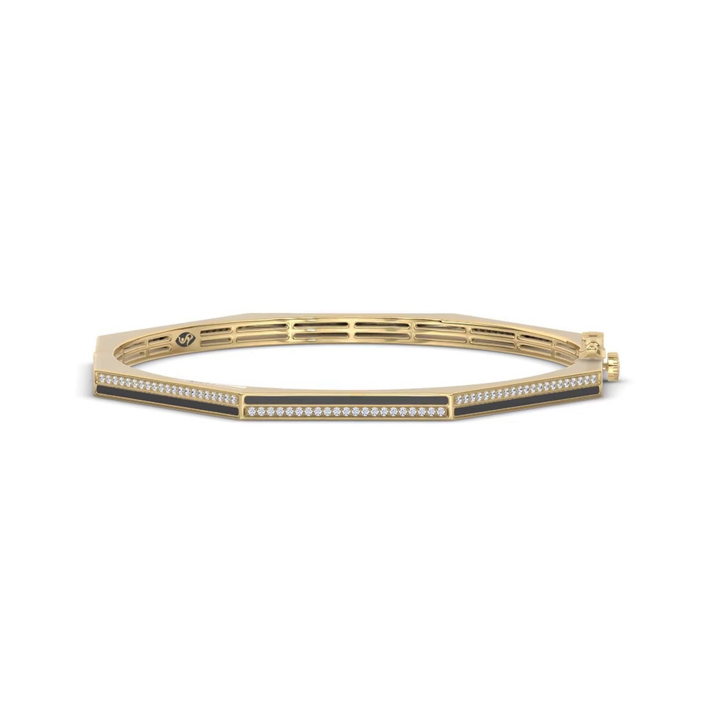 360 degree view of Octa Black Ceramic Pavé Bangle By Christian Siriano