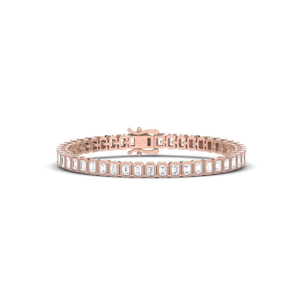 360 degree view of Illume Emerald Lab Diamond Bezel Tennis Bracelet by Christian Siriano