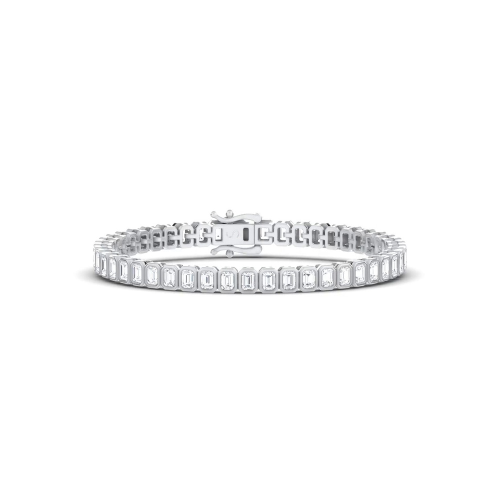 360 degree view of Illume Emerald Lab Diamond Bezel Tennis Bracelet by Christian Siriano