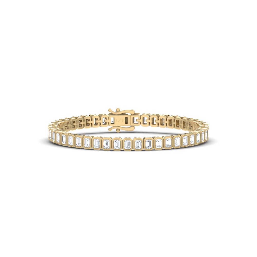 360 degree view of Illume Emerald Lab Diamond Bezel Tennis Bracelet by Christian Siriano