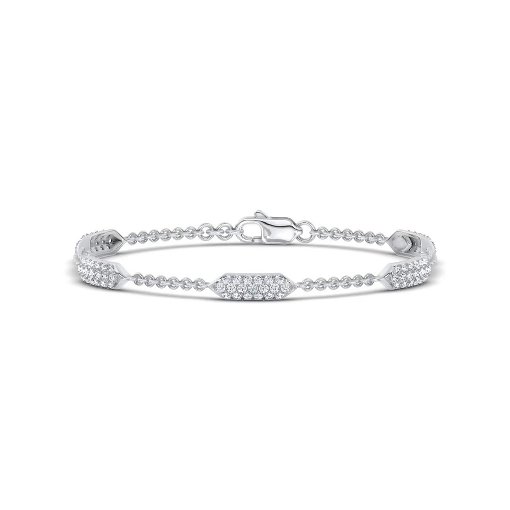 360 degree view of Corza Pavé Link Lab Diamond Silver Bracelet by Christian Siriano