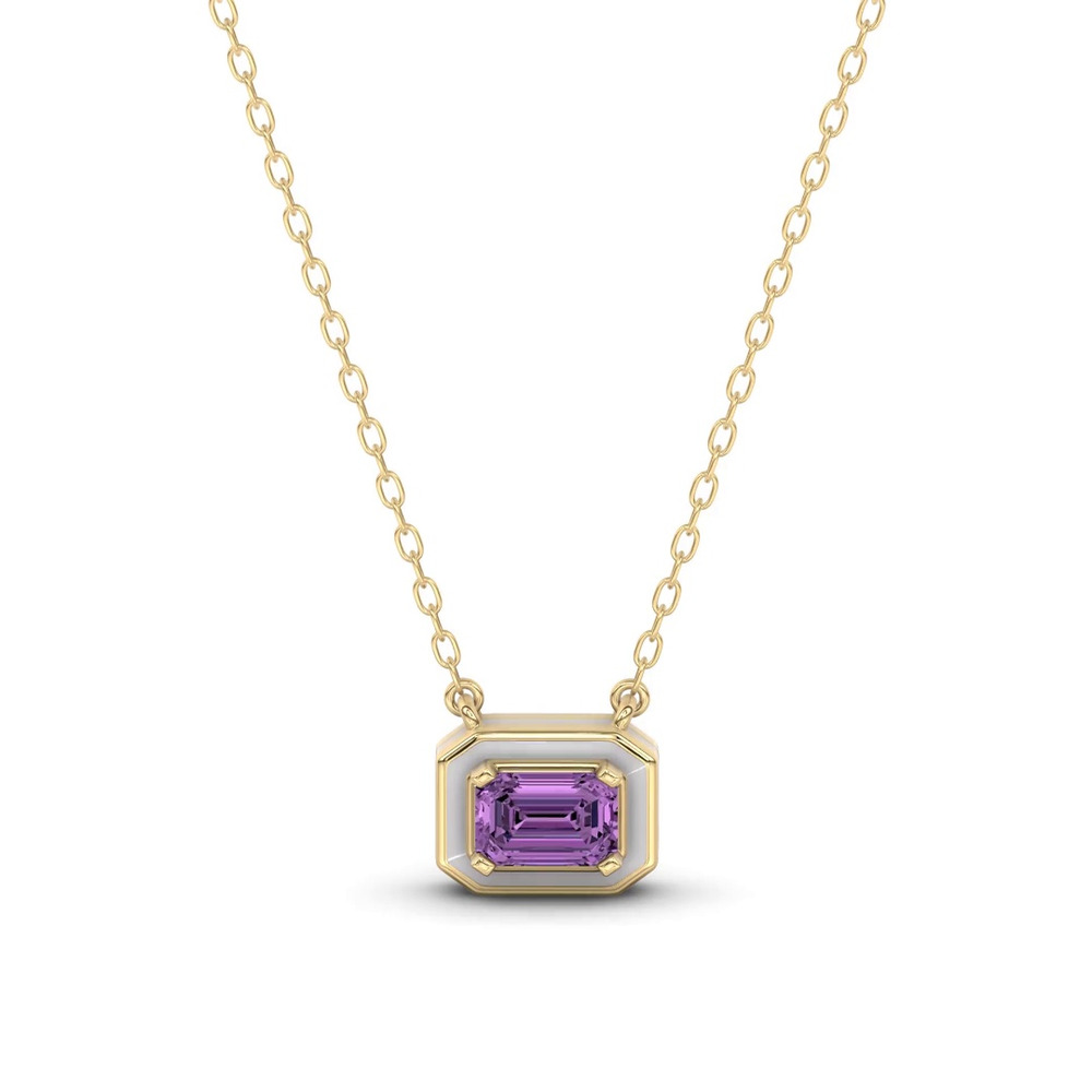360 degree view of Amethyst Ceramic Emerald-Cut Necklace By Christian Siriano