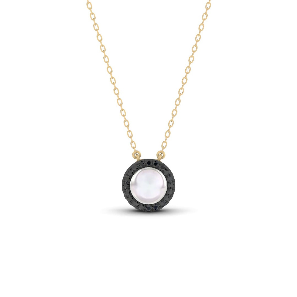 360 degree view of Midnight Noir Pearl Halo Necklace By Christian Siriano