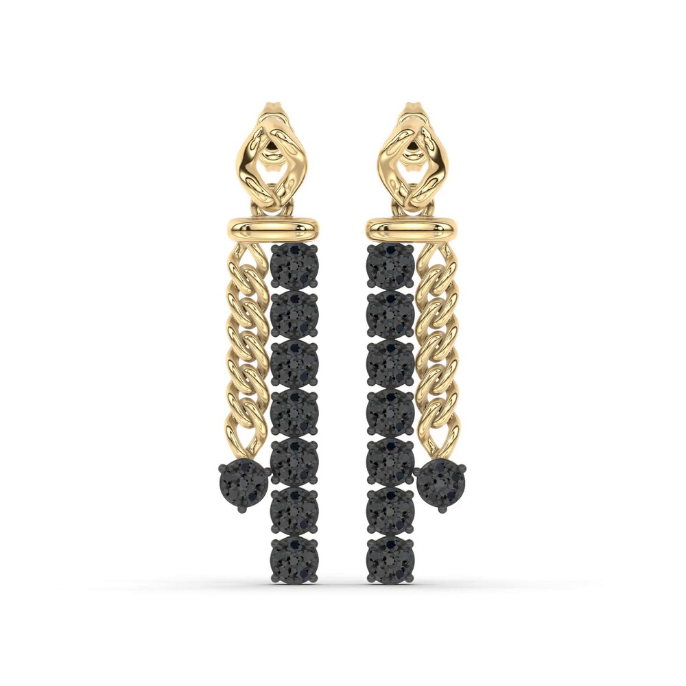 360 degree view of Midnight Noir Chainline Black Diamond Pavé Drop Earrings By Christian Siriano