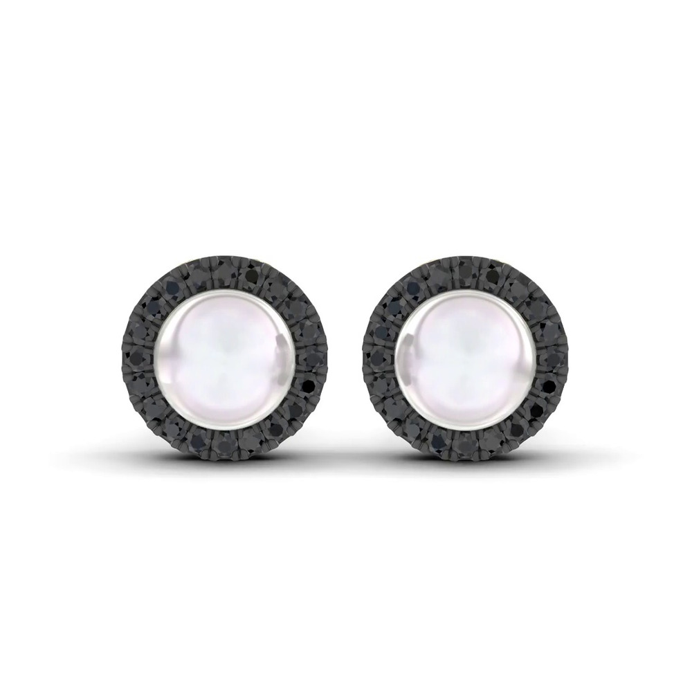 360 degree view of Midnight Noir Pearl Halo Earrings By Christian Siriano