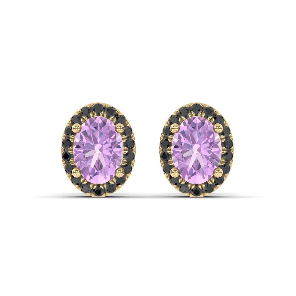 360 degree view of Midnight Noir Amethyst Halo Earrings By Christian Siriano
