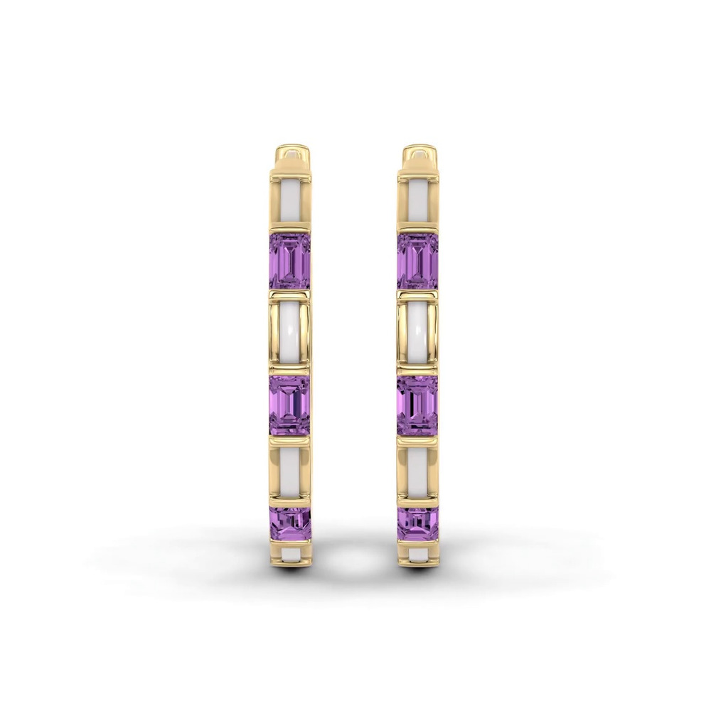 360 degree view of Segment Amethyst Baguette Earrings By Christian Siriano