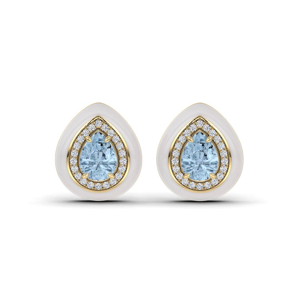 360 degree view of Aquamarine Ceramic Halo Earrings By Christian Siriano