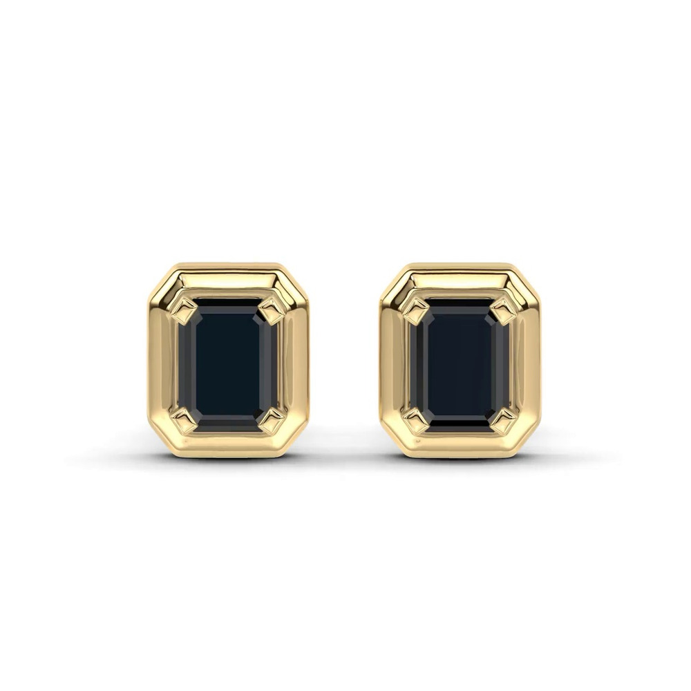 360 degree view of Midnight Noir Emerald-Cut Black Diamond Earrings By Christian Siriano