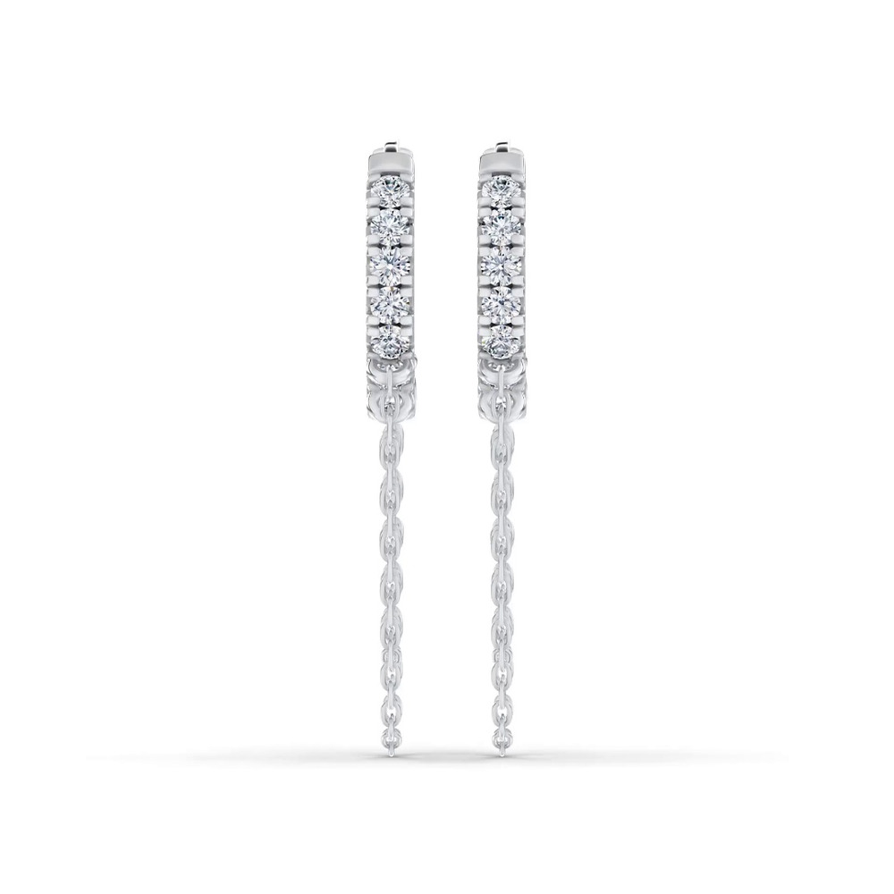 360 degree view of Pavé Lab Diamond Chain Drape Huggies