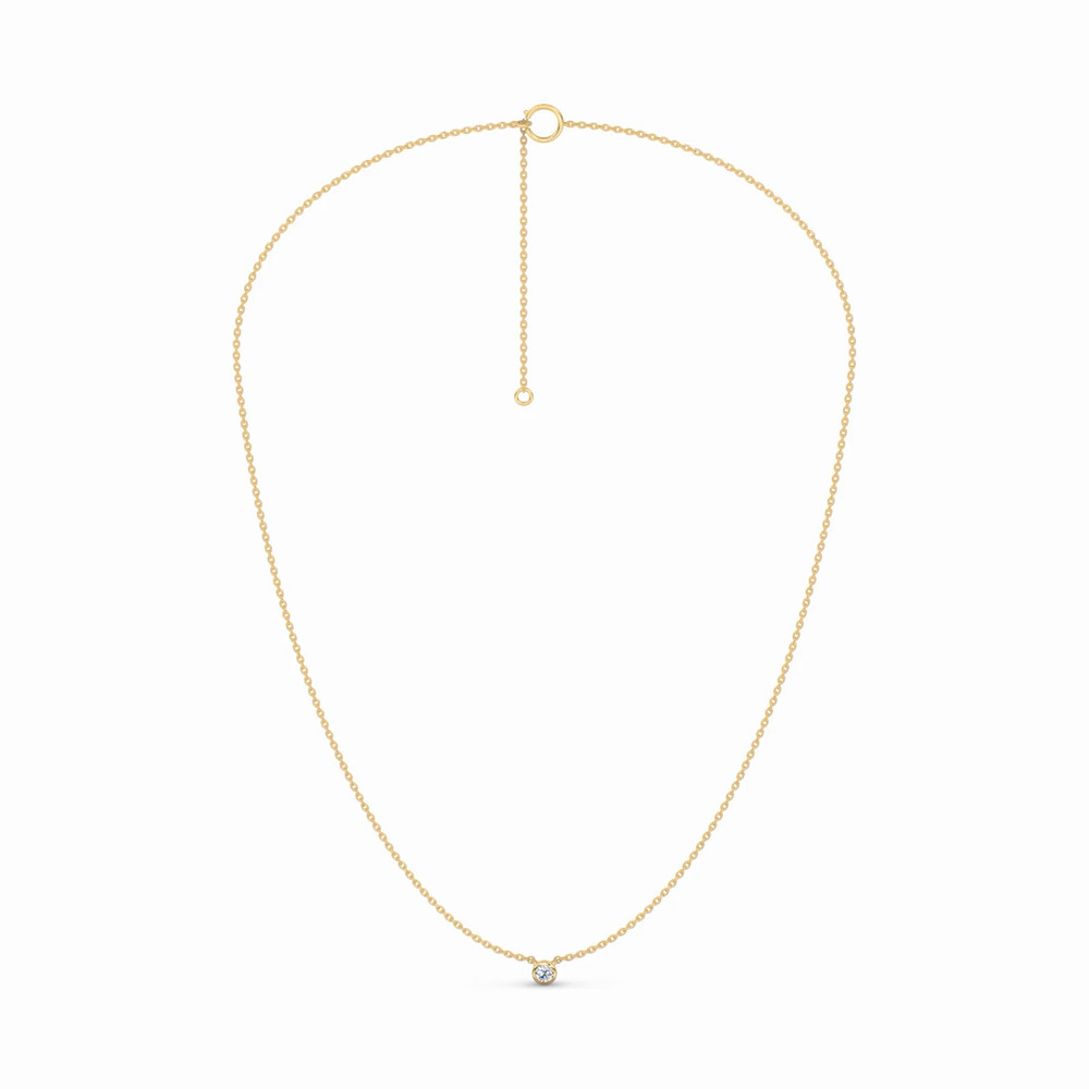 360 degree view of Petite Bezel-Set Lab Diamond Solitaire Necklace (0.12 ct.)