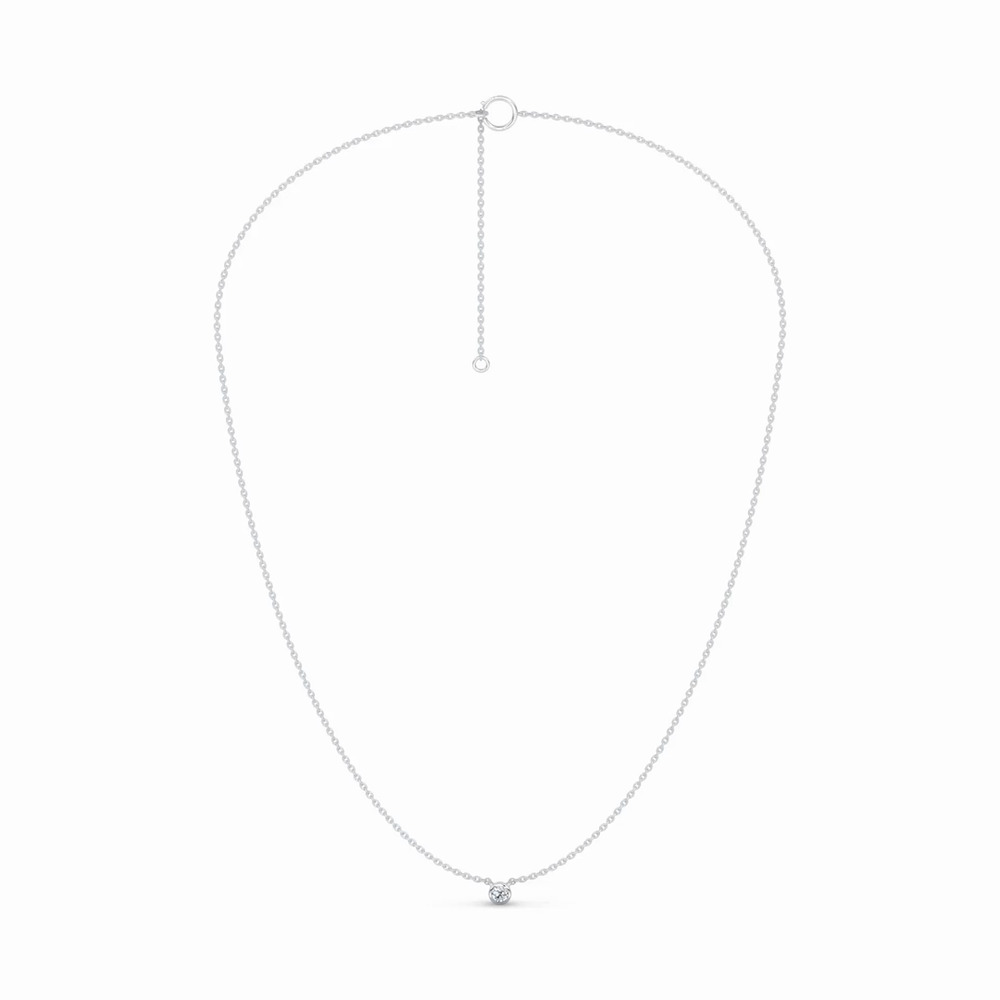 360 degree view of Petite Bezel-Set Diamond Solitaire Necklace (0.12 ct.)