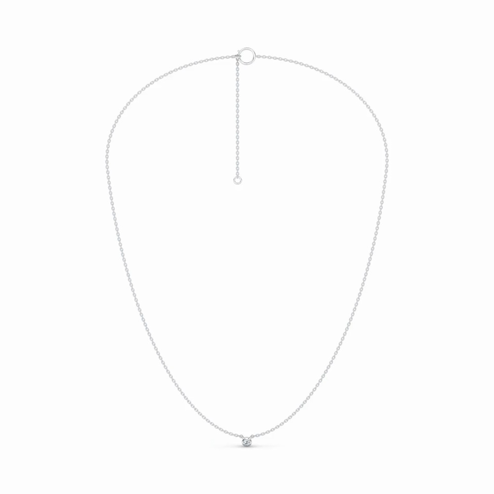 360 degree view of Petite Bezel-Set Diamond Solitaire Necklace (0.06 ct.)
