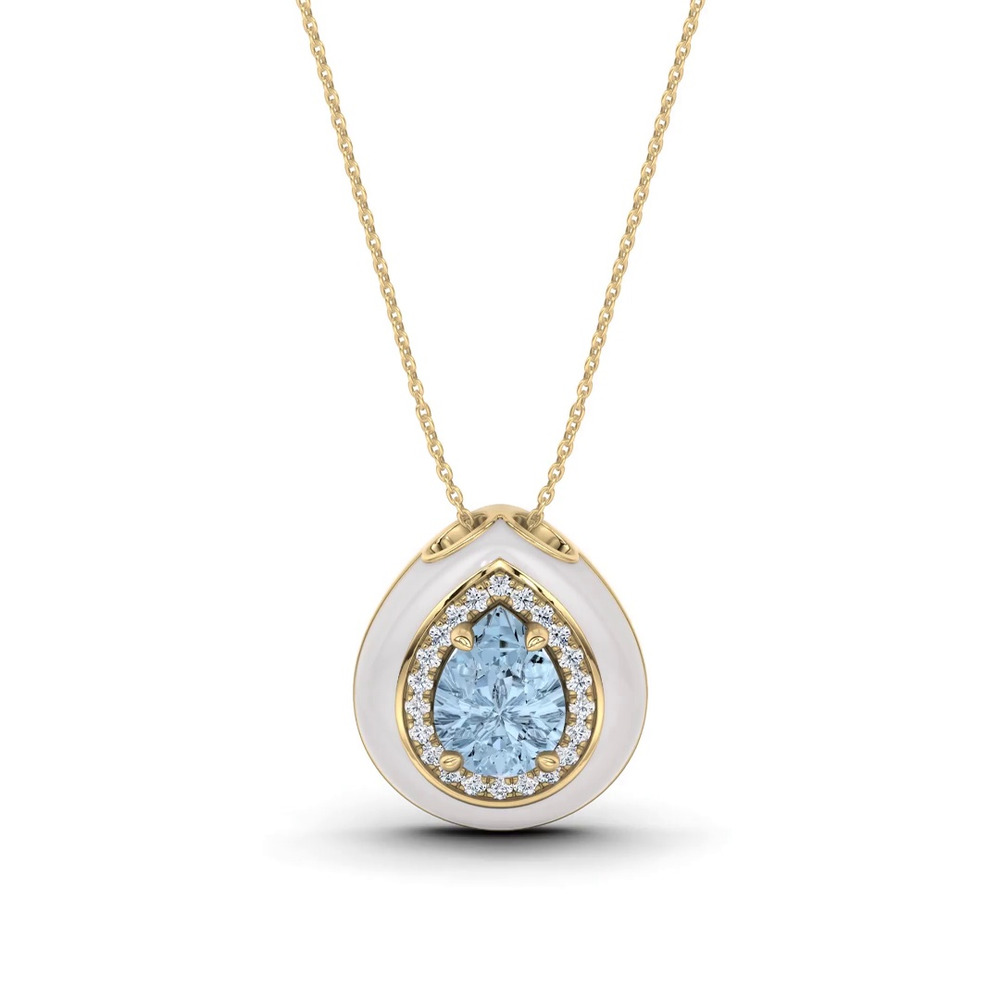360 degree view of Aquamarine Ceramic Halo Necklace By Christian Siriano